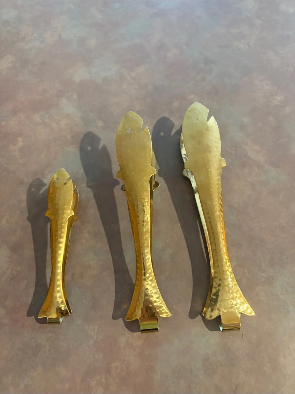 Anthropologie Set of 3 Gold Fish Serving Tongs